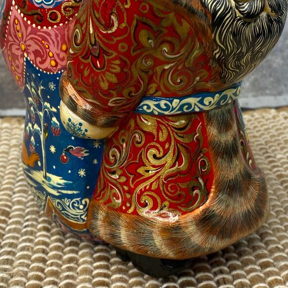 Vtg Wooden Solid Russian Hand Carved Ded Moroz Santa Claus 7" folklore figurine - Picture 13 of 16